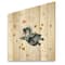Designart - Little Penguin Flying Stars and Planets I - Farmhouse Print on Natural Pine Wood